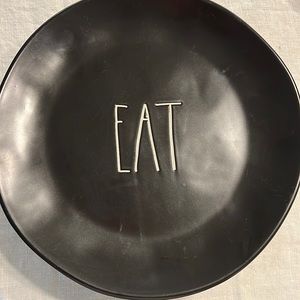 Rae Dunn black EAT 4 Dinner 11 inc plates.